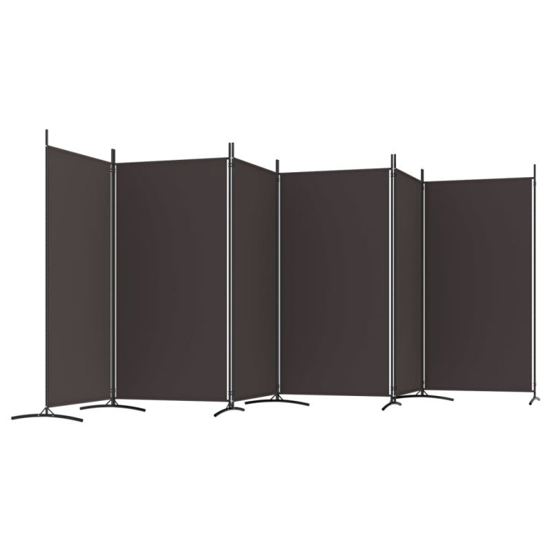 vidaXL 6-panelový paraván hnedý 520x180 cm látkový