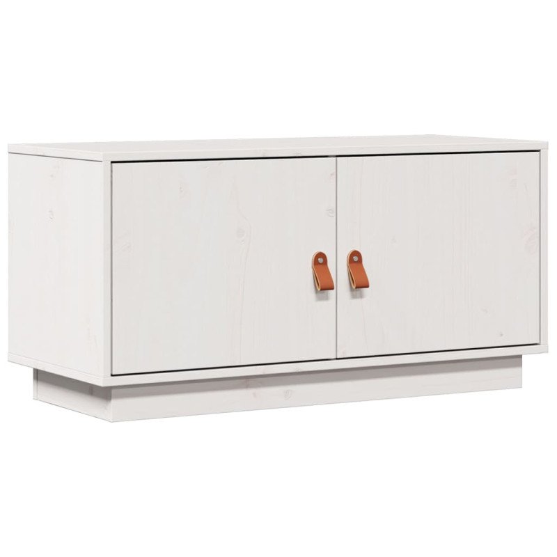 vidaXL TV skrinka biela 80x34x40 cm masívna borovica