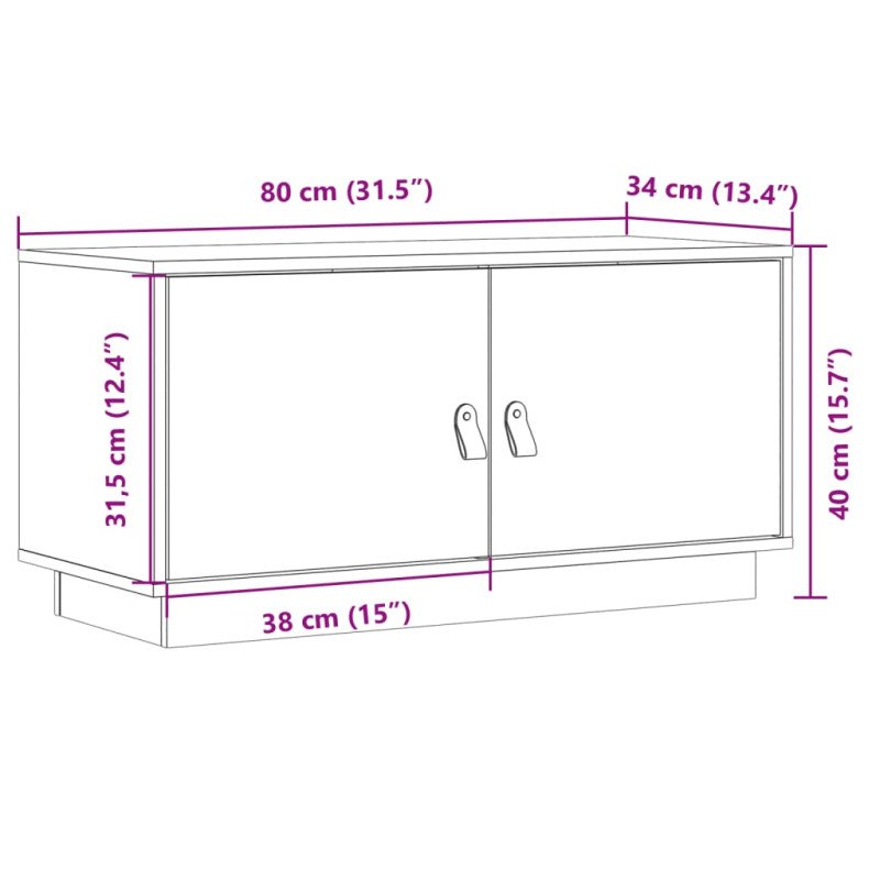 vidaXL TV skrinka biela 80x34x40 cm masívna borovica