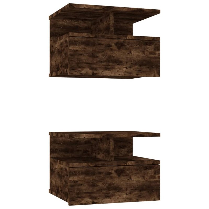 vidaXL Nástenné nočné stolíky 2 ks dymový dub 40x31x27 cm sprac.drevo