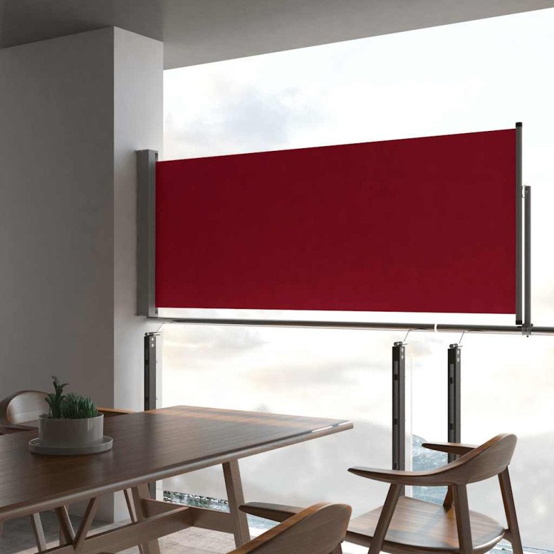 vidaXL Zaťahovacia bočná markíza na terasu 100x300 cm, červená