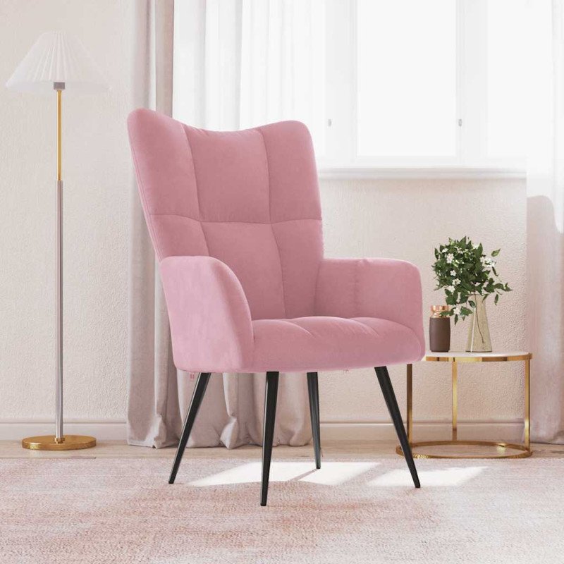 vidaXL Relaxačné kreslo ružové zamat