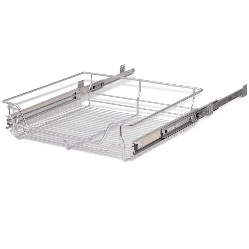 vidaXL Výsuvný drôtený kôš 2 ks strieborný 600 mm 