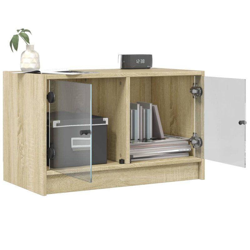 vidaXL TV skrinka so sklenenými dvierkami dub sonoma 68x37x42 cm