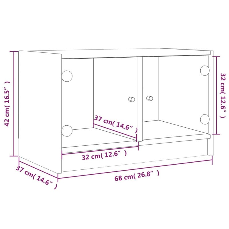 vidaXL TV skrinka so sklenenými dvierkami dub sonoma 68x37x42 cm