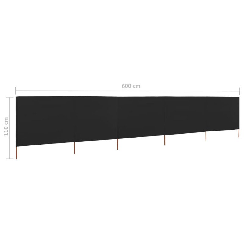 vidaXL 5-panelová zábrana proti vetru látková 600x80 cm čierna 