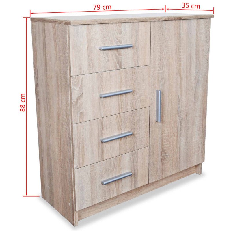 vidaXL Komoda z drevotriesky, 79x35x88 cm, dubová farba