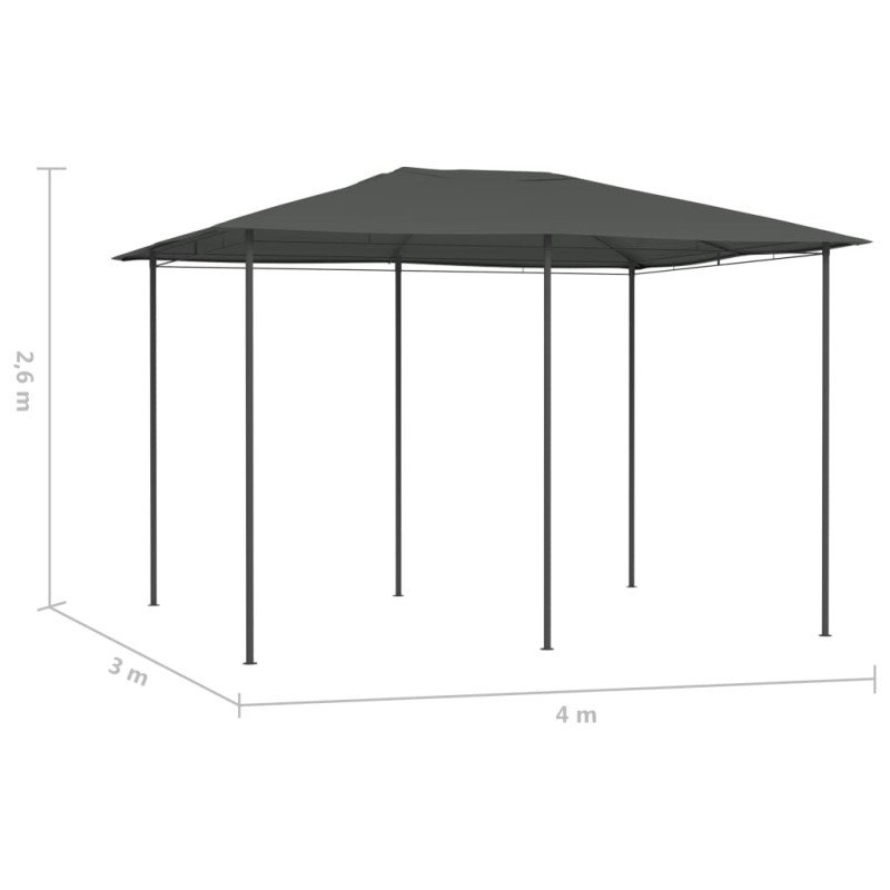 vidaXL Altánok 3x4x2,6 m antracitový 160 g/m²