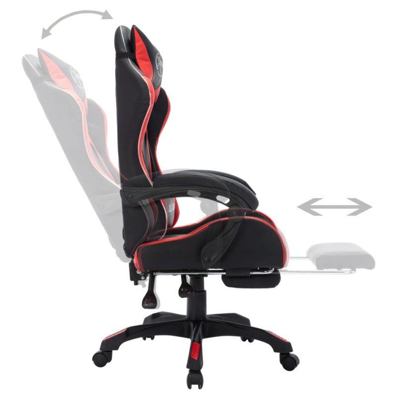 vidaXL Herná stolička s RGB LED svetlami červeno-čierna umelá koža