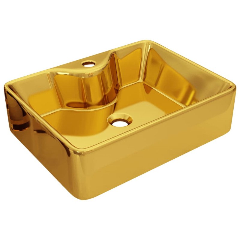 vidaXL Umývadlo s otvorom na batériu 48x37x13,5 cm keramické zlaté