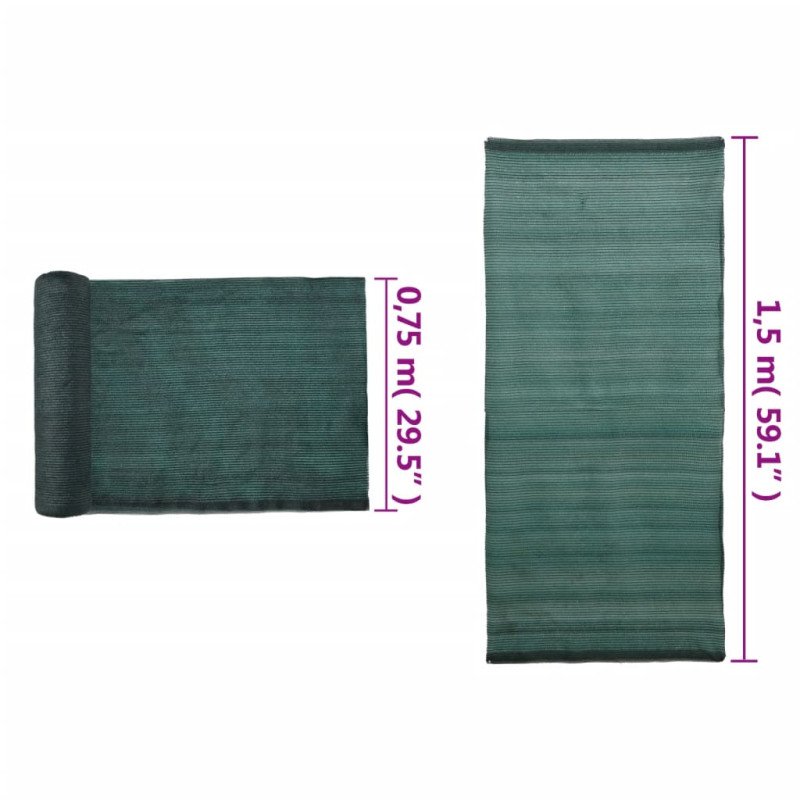 vidaXL Tieniaca sieť HDPE 1,5x25 m zelená