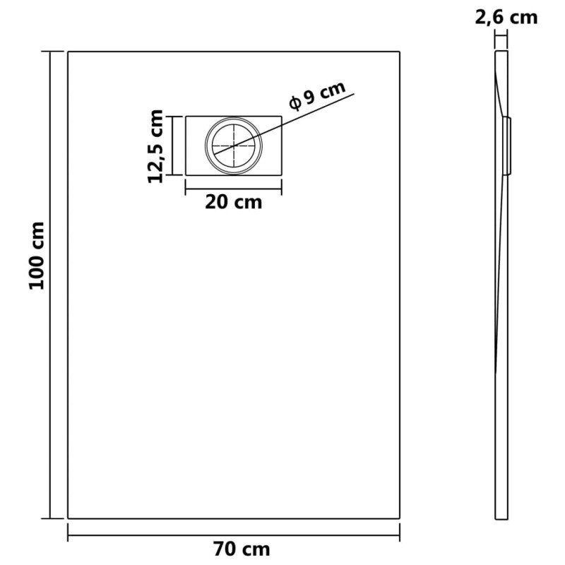 vidaXL Sprchová vanička SMC hnedá 100x70 cm