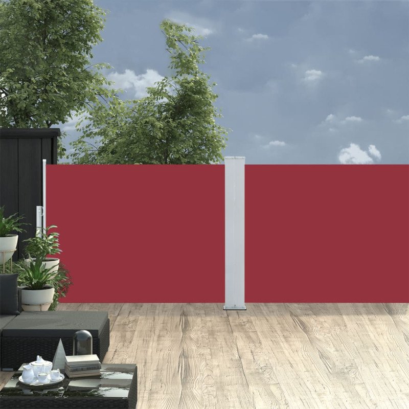 vidaXL Zaťahovacia bočná markíza, červená 120x1000 cm
