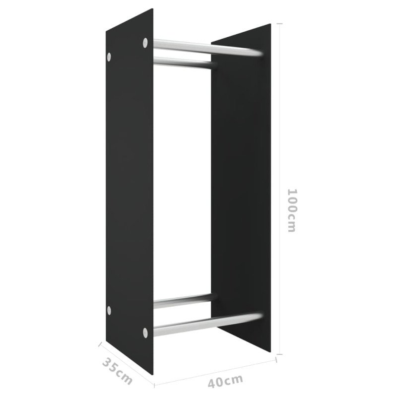 vidaXL Stojan na palivové drevo čierny 40x35x100 cm tvrdené sklo