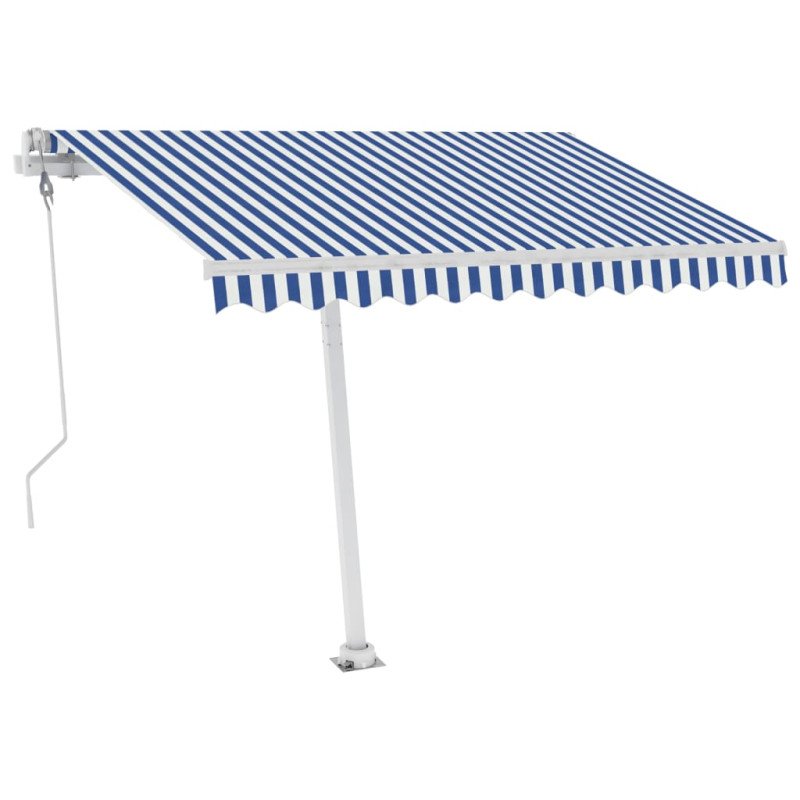 vidaXL Automatická markíza s LED a senzorom vetra 350x250cm modrobiela