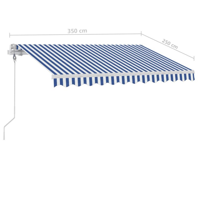 vidaXL Automatická markíza s LED a senzorom vetra 350x250cm modrobiela