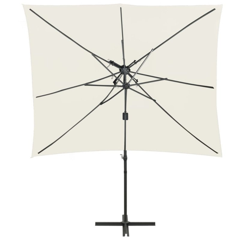 vidaXL Závesný slnečník s dvojitou strieškou pieskový 250x250 cm
