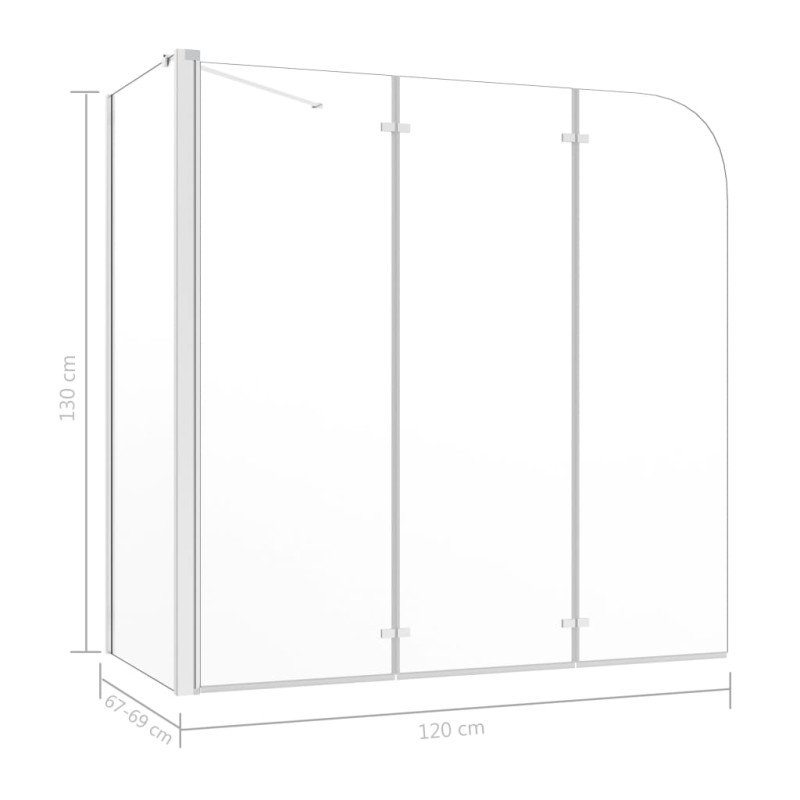 vidaXL Sprchová zástena 120x69x130 cm tvrdené sklo priehľadná