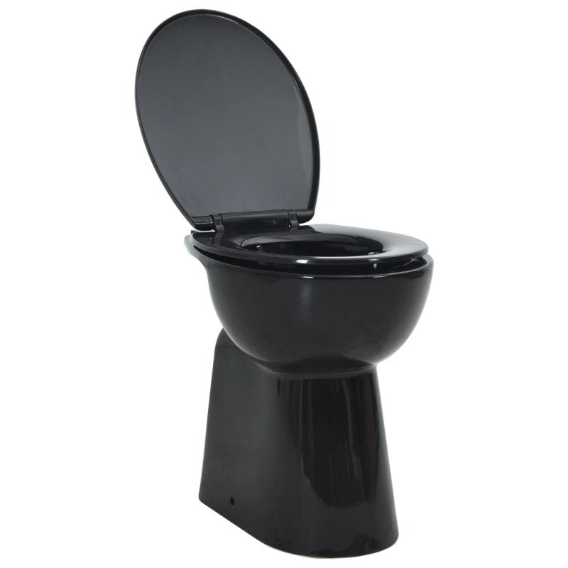 vidaXL Vysoké bezokrajové WC s jemným zatváraním o 7 cm vyššie  keramické čierne