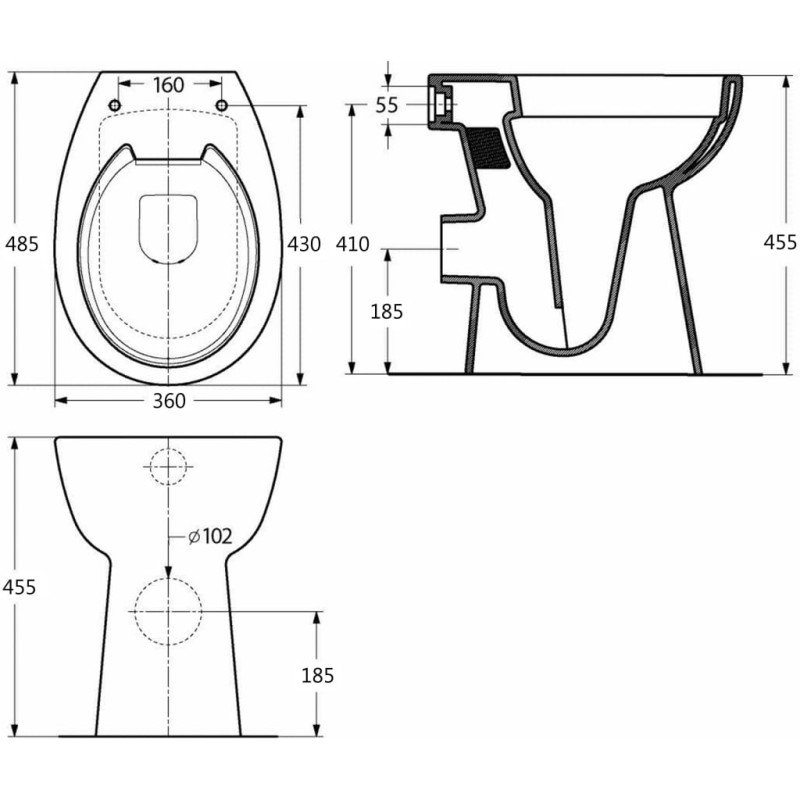 vidaXL Vysoké bezokrajové WC s jemným zatváraním o 7 cm vyššie  keramické čierne