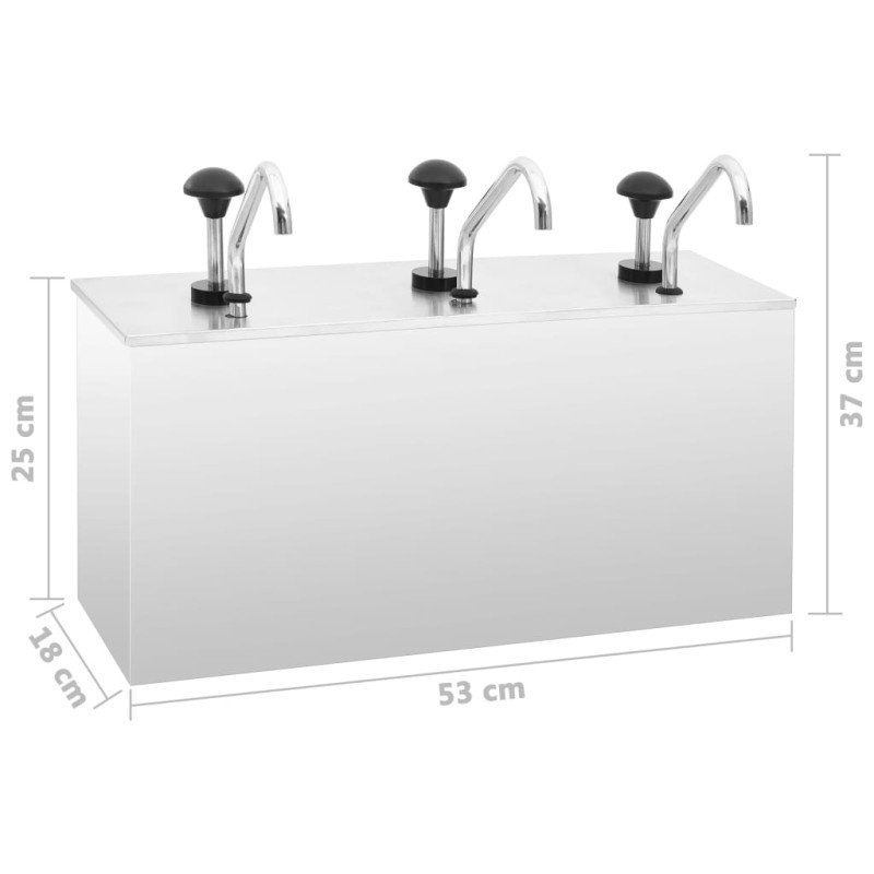 vidaXL Dávkovač na omáčku nehrdzavejúca oceľ 3 x 3,5 l