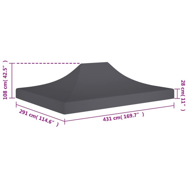 vidaXL Strecha na párty stan 4,5x3 m, antracitová 270 g/m²