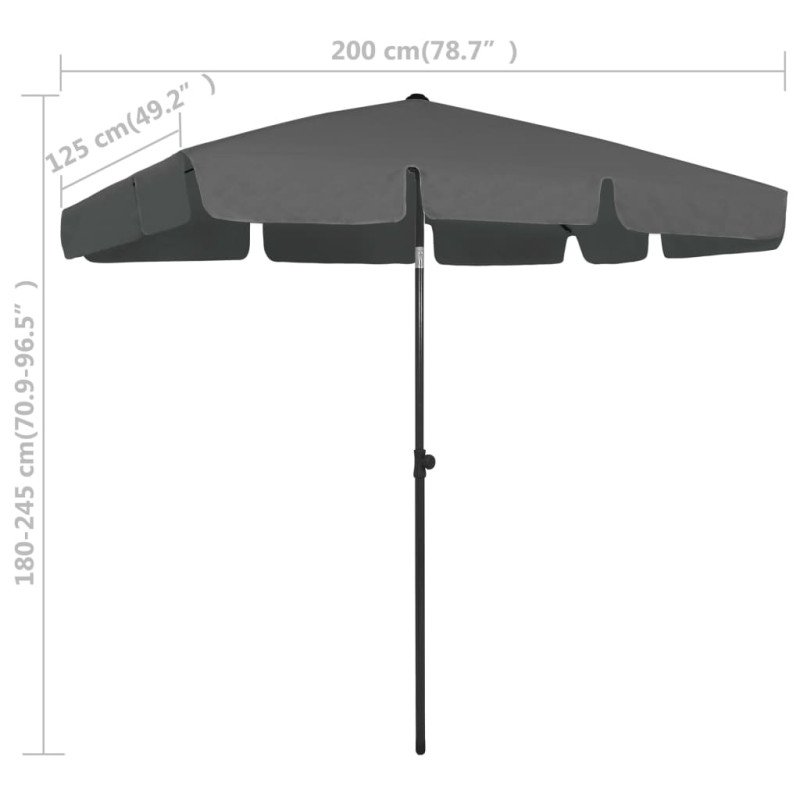 vidaXL Plážový slnečník antracitový 200x125 cm