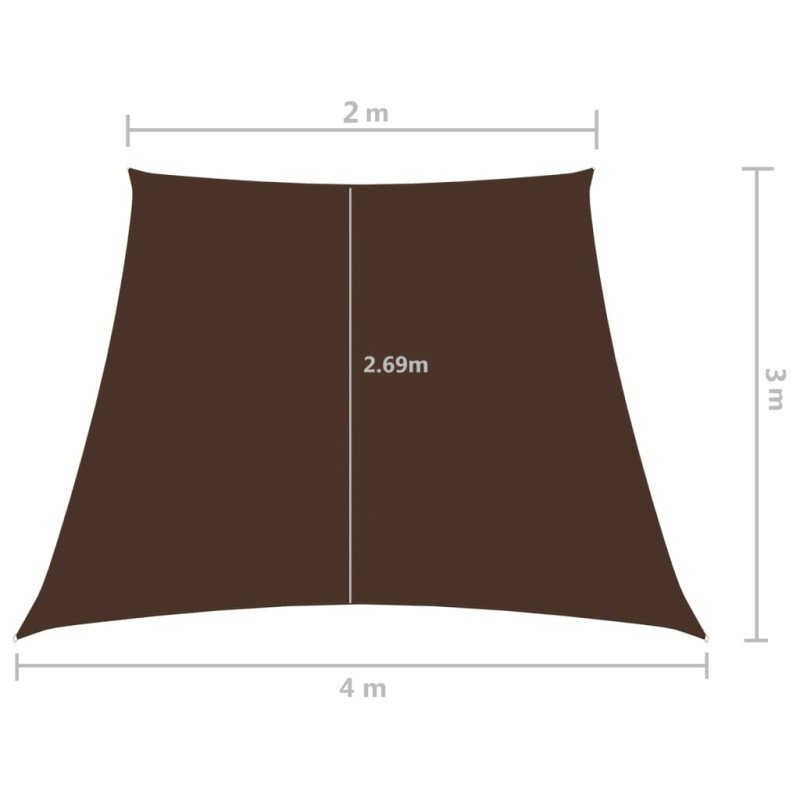 vidaXL Tieniaca plachta, oxford, lichobežníková 2/4x3 m, hnedá