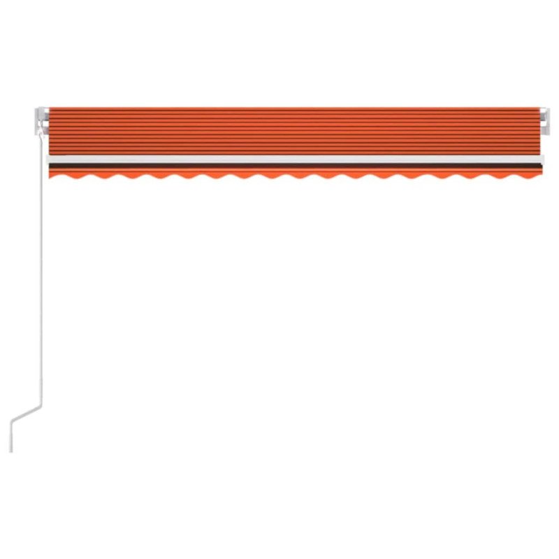 vidaXL Automatická markíza,LED a senzor vetra 450x300cm,oranžová/hnedá
