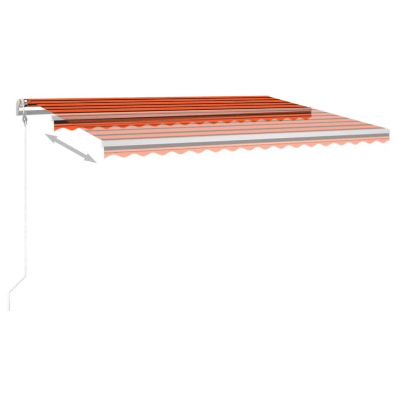 vidaXL Automatická markíza,LED a senzor vetra 450x300cm,oranžová/hnedá