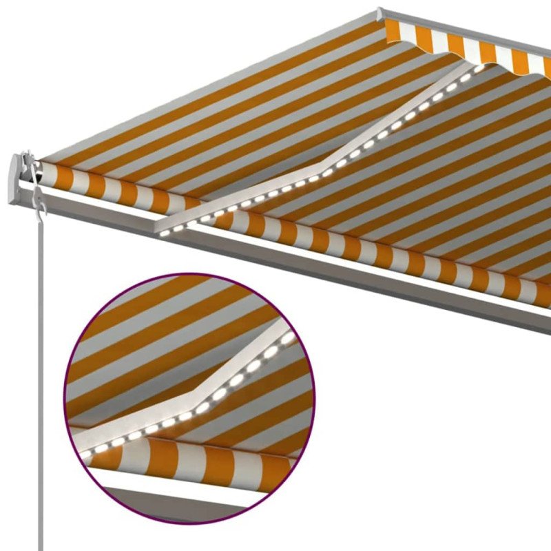 vidaXL Automatická markíza s LED a senzorom vetra 5x3 m žlto-biela