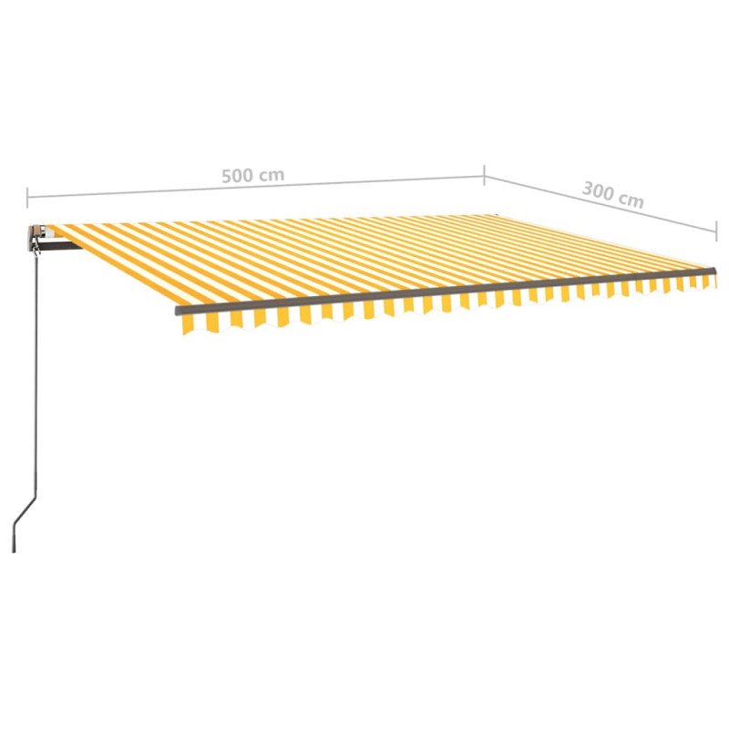 vidaXL Automatická markíza s LED a senzorom vetra 5x3 m žlto-biela