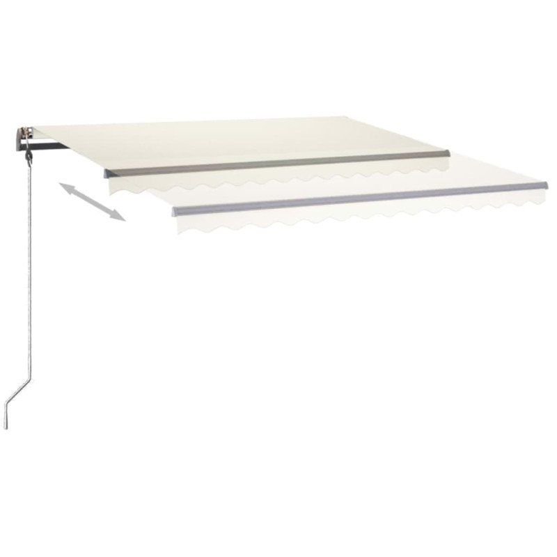vidaXL Ručne zaťahovacia markíza s LED 4x3,5 cm krémová