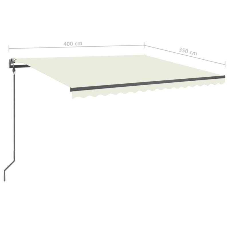 vidaXL Ručne zaťahovacia markíza s LED 4x3,5 cm krémová
