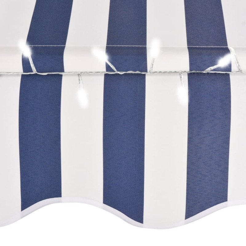 vidaXL Ručne zaťahovacia markíza s LED 250 cm, modro biela