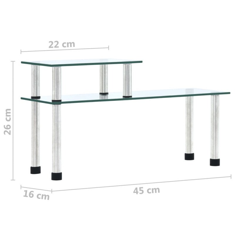 vidaXL Kuchynská polica priehľadná 45x16x26 cm tvrdené sklo