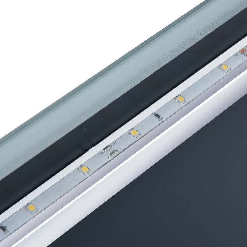 vidaXL Kúpeľňové LED zrkadlo, dotykový snímač+zobrazenie času 80x60 cm