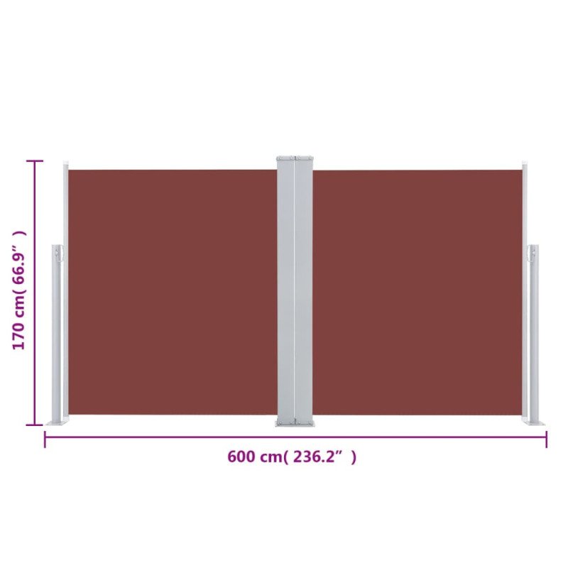 vidaXL Zaťahovacia bočná markíza 170x600 cm, hnedá