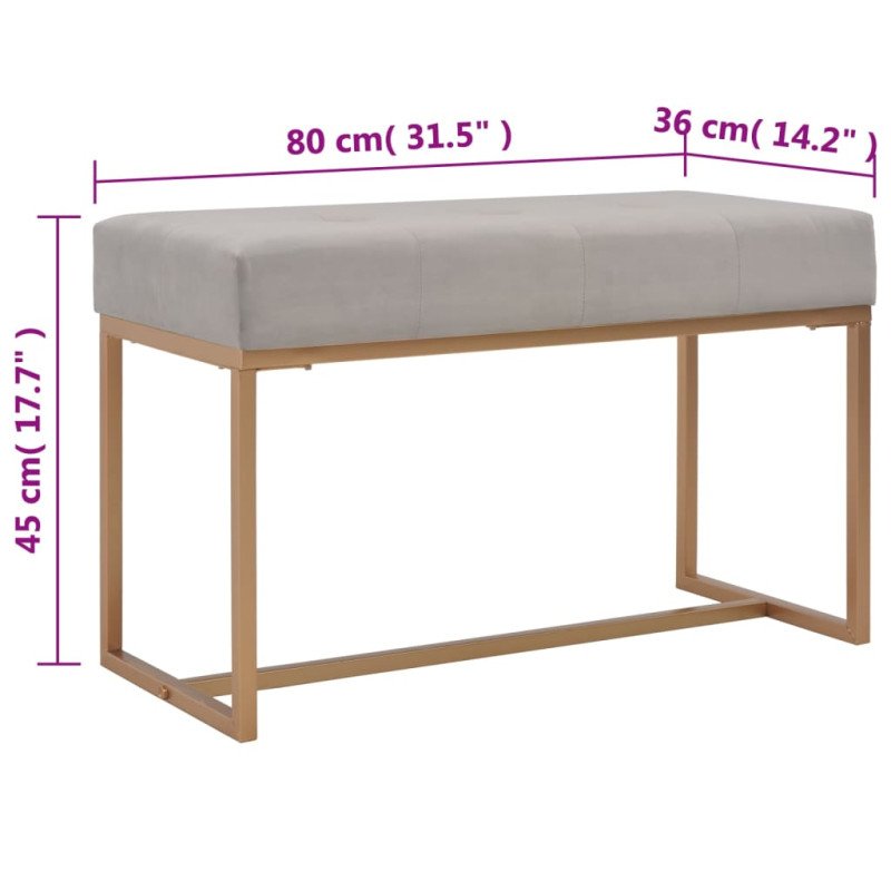 vidaXL Lavička 80 cm sivá zamatová