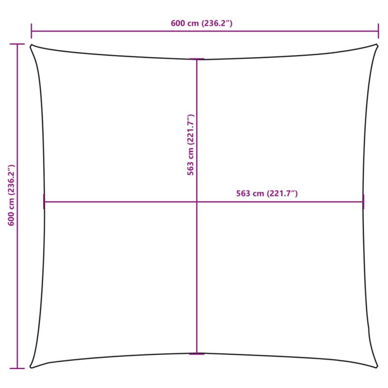 vidaXL Tieniaca plachta, oxford, štvorcová 6x6 m, krémová
