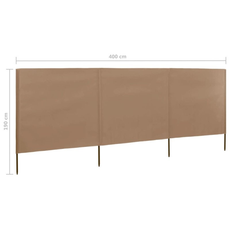 vidaXL 3-panelová zábrana proti vetru látková 400x160 cm sivo-hnedá