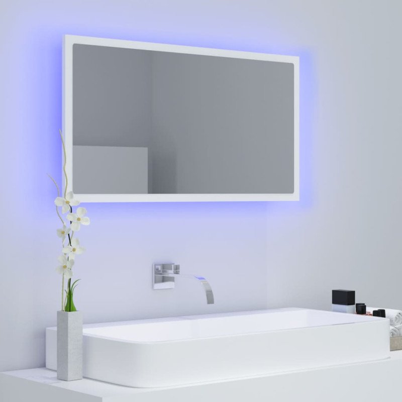 vidaXL Kúpeľňové zrkadlo s LED, biele 80x8,5x37 cm, akryl