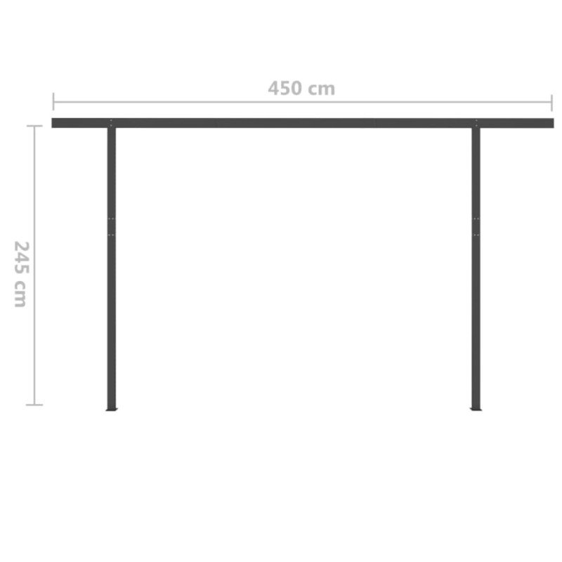 vidaXL Ručne zaťahovacia markíza s LED 4,5x3 m antracitová