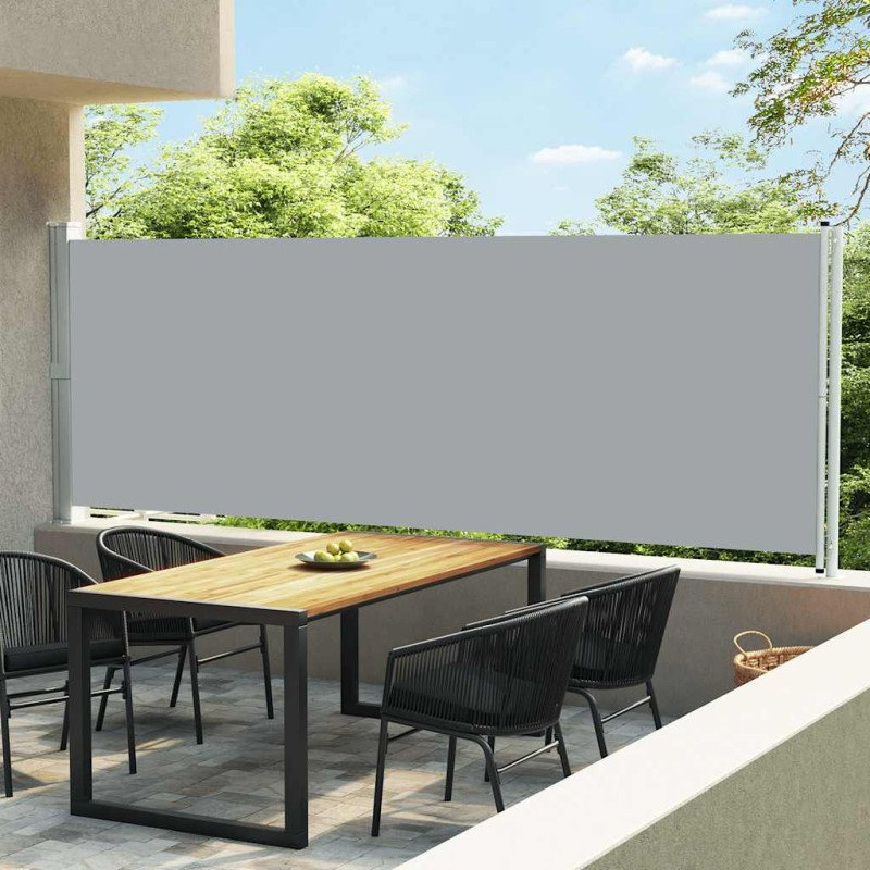 vidaXL Zaťahovacia bočná markíza na terasu 600x160 cm, sivá