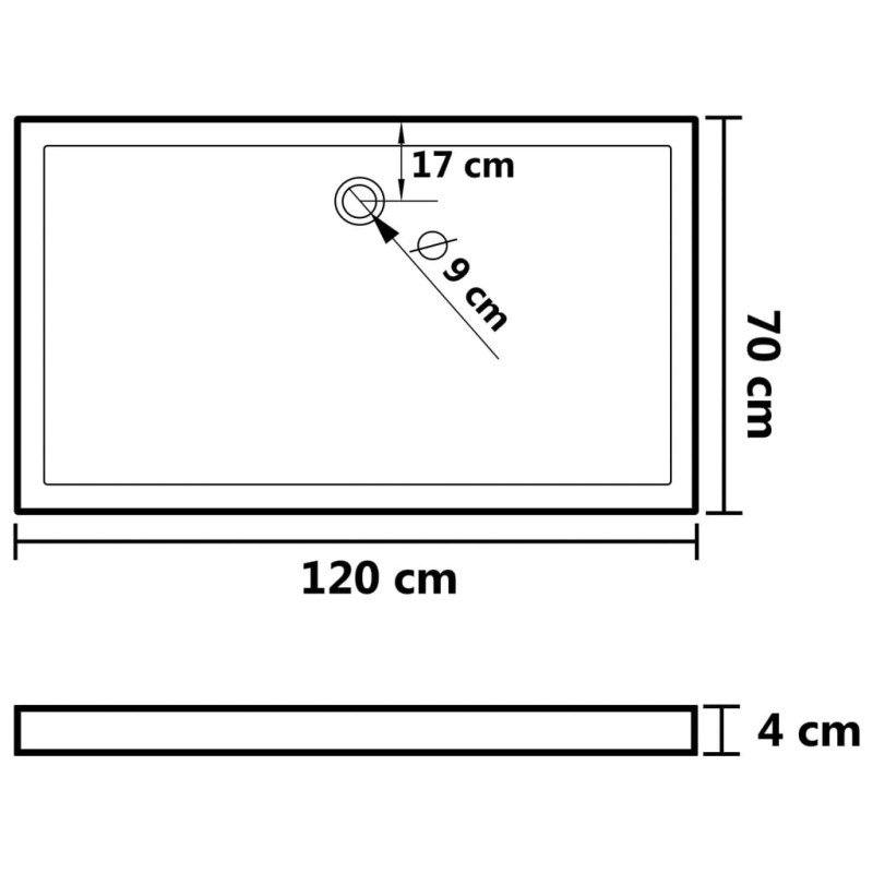 vidaXL Obdĺžniková sprchová vanička z ABS biela 70x120 cm
