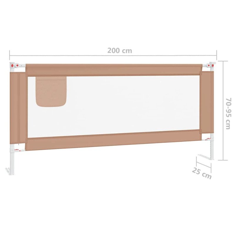vidaXL Zábrana na detskú posteľ sivohnedá 200x25 cm látka