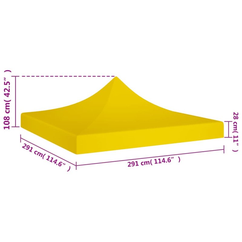 vidaXL Strecha na párty stan 3x3 m, žltá 270 g/m²