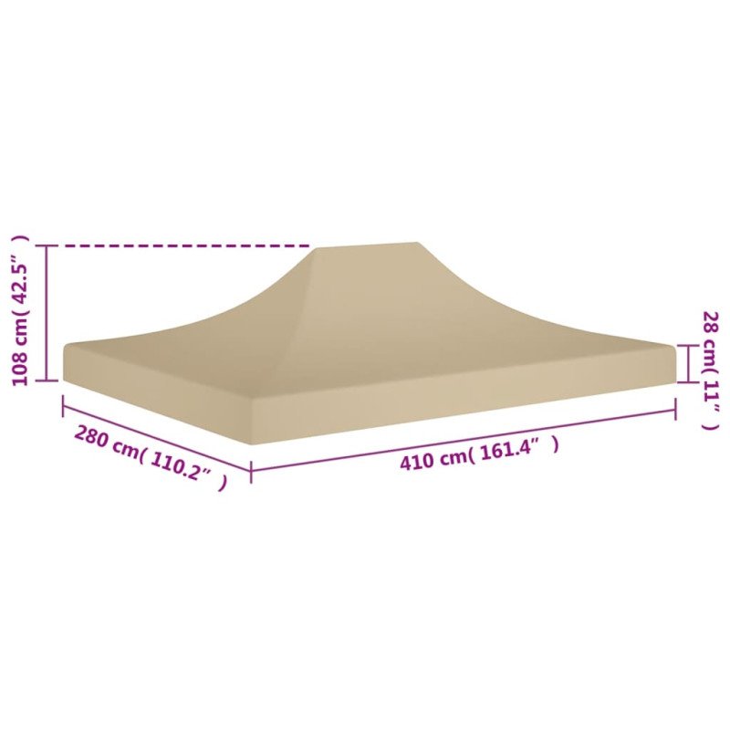 vidaXL Strecha na párty stan 4x3 m, béžová 270 g/m²