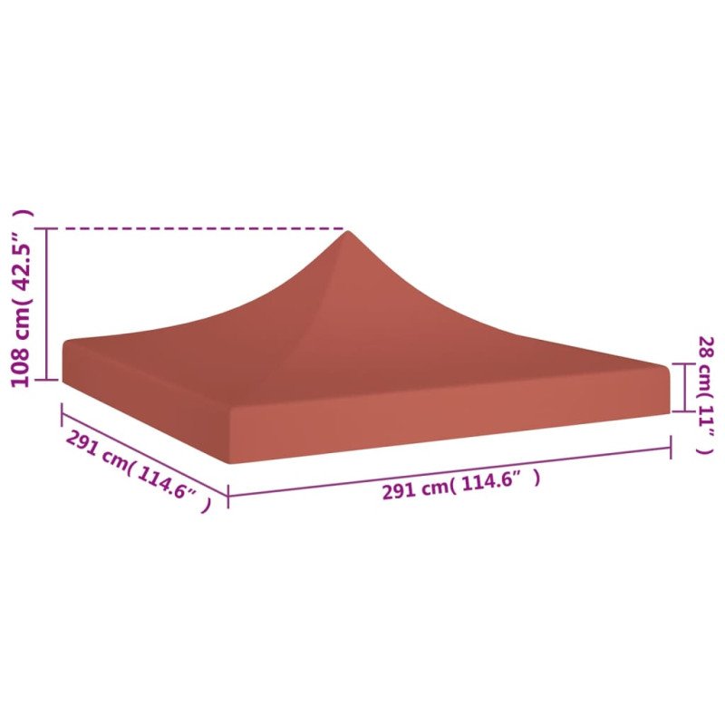 vidaXL Strecha na párty stan 3x3 m, tehlová farba 270 g/m²