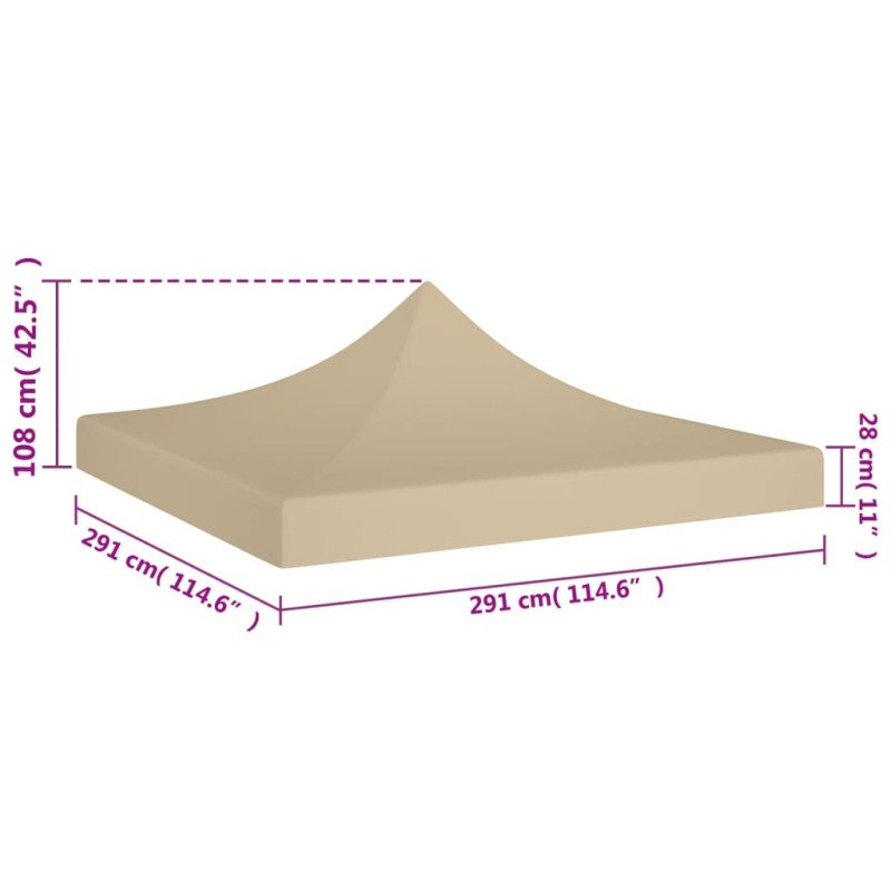 vidaXL Strecha na párty stan 3x3 m, béžová 270 g/m²